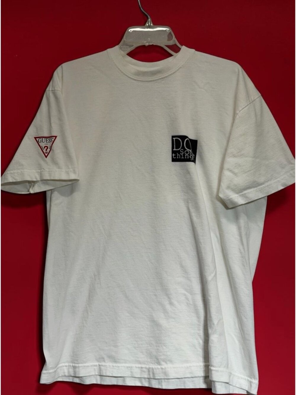 GUESS Do Something T Shirt Andrew Shue Men's Sz L Vintage White Made In USA